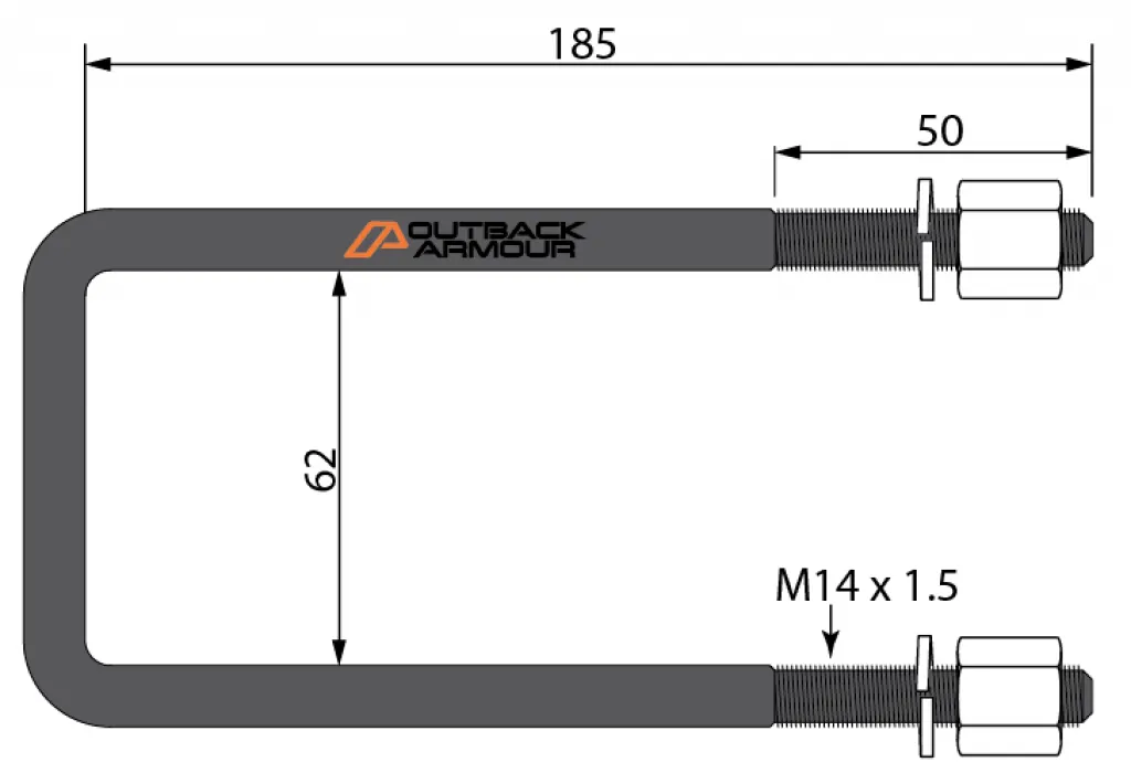 U-Bolt - M14 x 62 ID (SQR) x 185 L