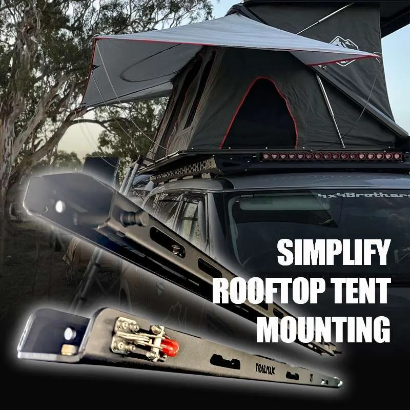 TrailMax quick release rooftop tent brackets with tent fitted