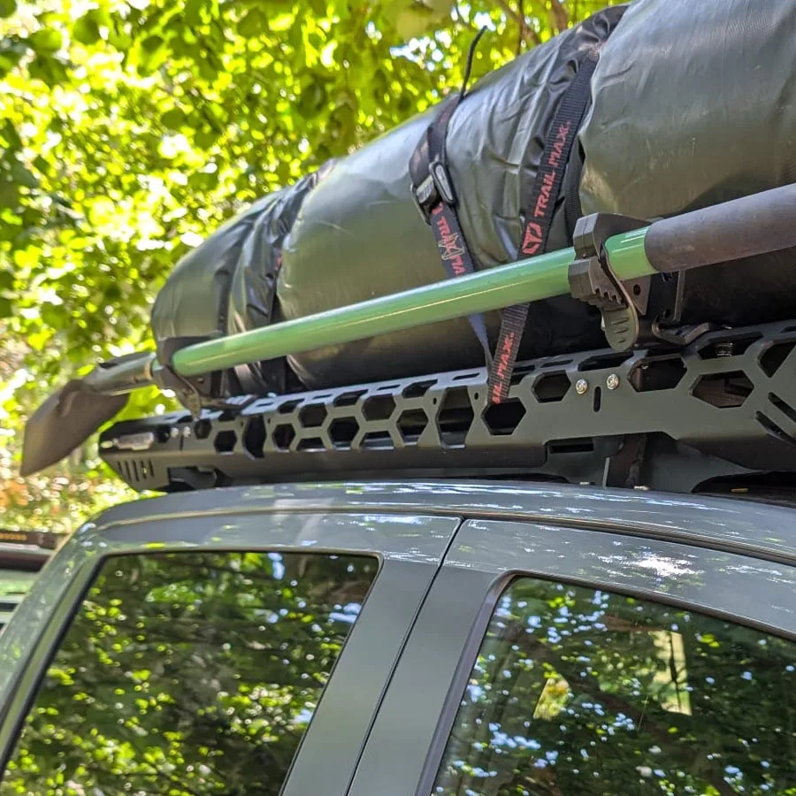 TrailMax shovel holder on a roof rack
